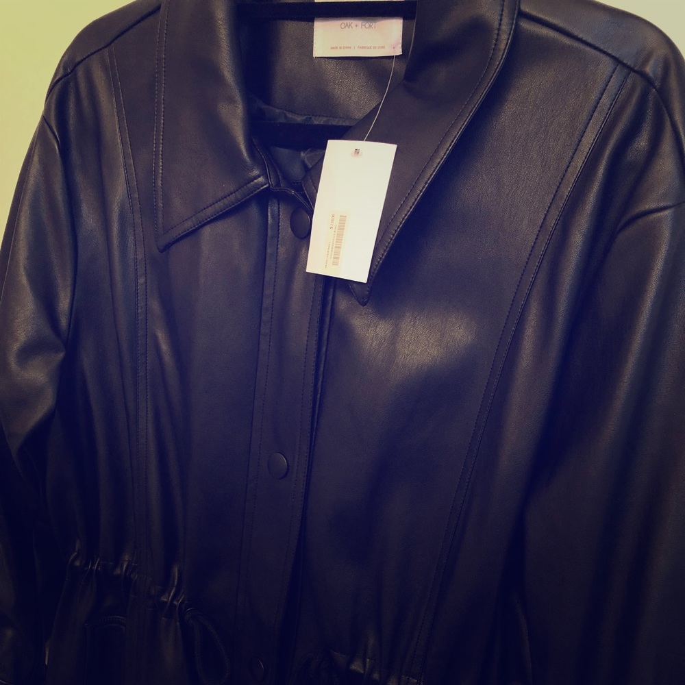 Oak + Fort full length pleather coat - NWT